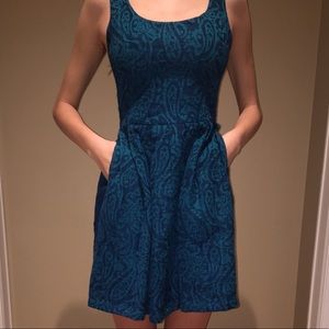 Navy and Teal Lace Dress with Pockets